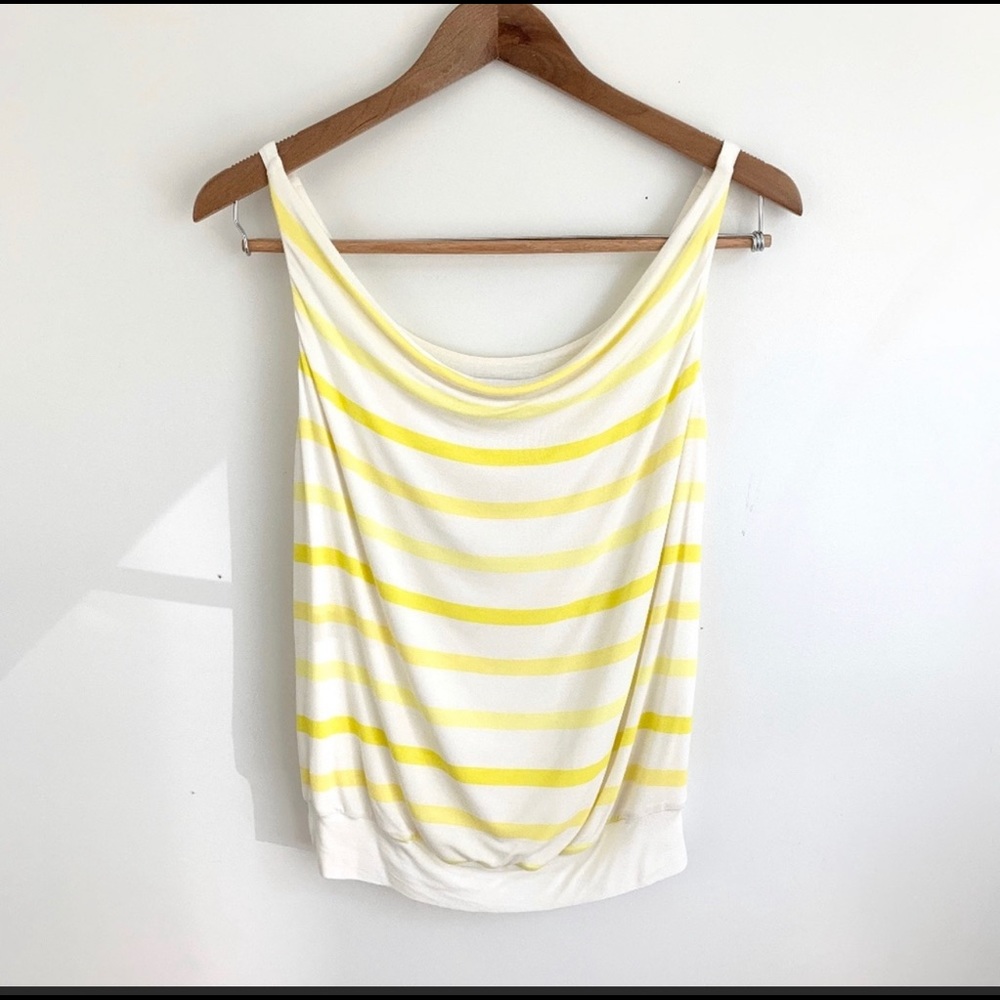 Cabi draped striped tank top XS yellow striped